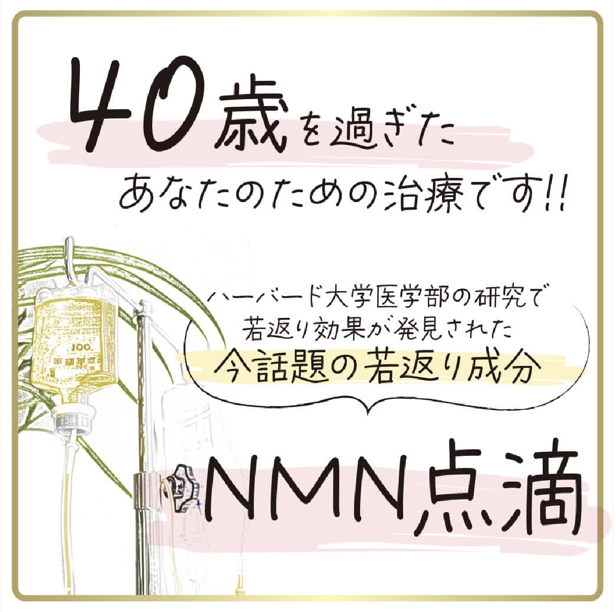 40歳をすぎた方におすすめ！NMN療法　【点滴・サプリメントあります♪】